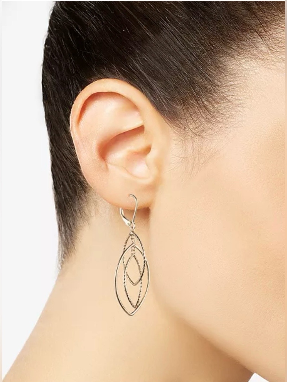 Anne Klein GOLD-TONE TEXTURED ORBITAL DROP EARRINGS - Picture 8 of 8